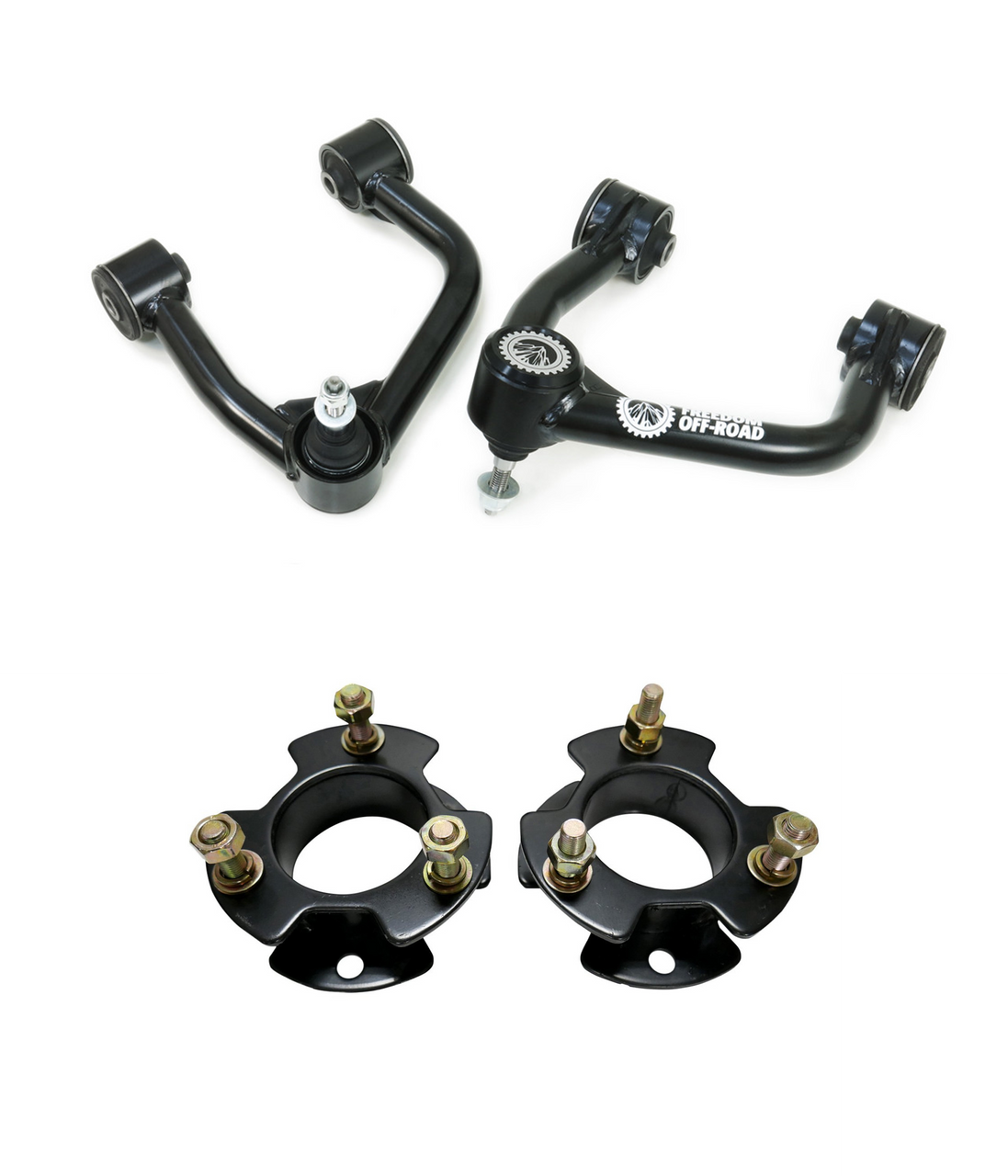 Freedom Off-Road 2.5 Inch Front Strut Spacers/Front Upper Control Arms for 2-4 Inch Lift