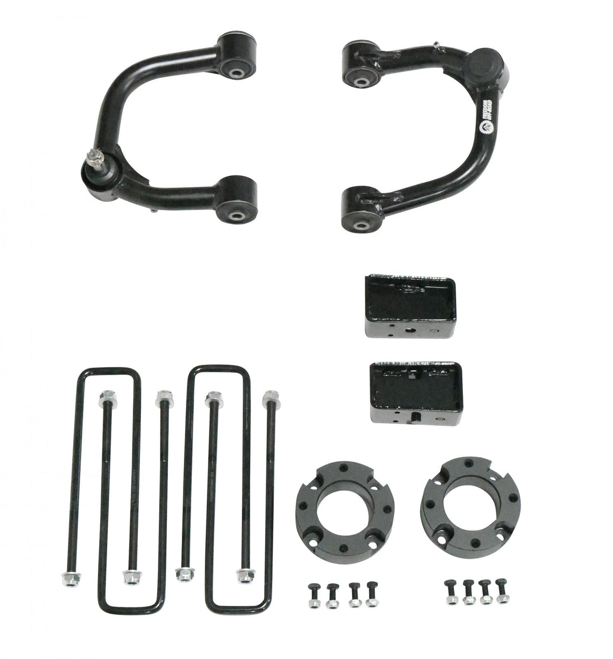 Freedom Off-Road 3 Inch Front Strut Spacer 3 Inch Rear Lift Blocks w/U Bolts + Lift Front Upper Control Arms 04-20 F-150 06-08 Mark LT