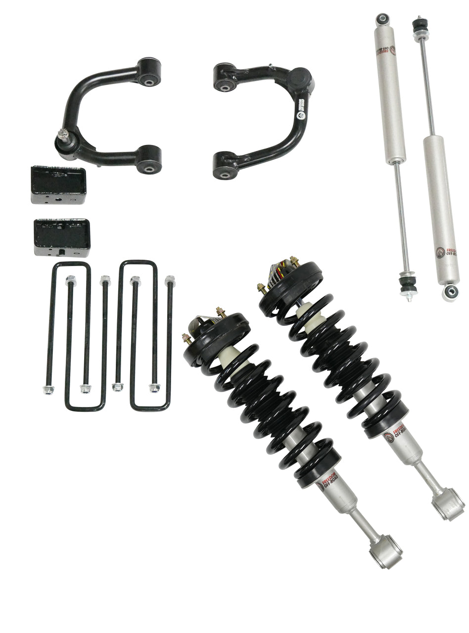 Freedom Off-Road 3 Inch Lift Kit Front Struts w/ Rear Blocks, Shocks, and Control Arms 04-08 Ford F-150/06-08 Lincoln Mark LT