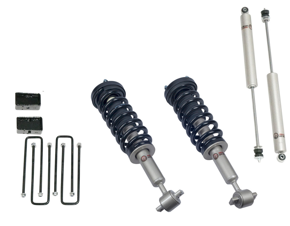 Freedom Off-Road 2 Inch Lift Kit Front Struts w/ Rear Blocks and Shocks 14-24 Ford F-150
