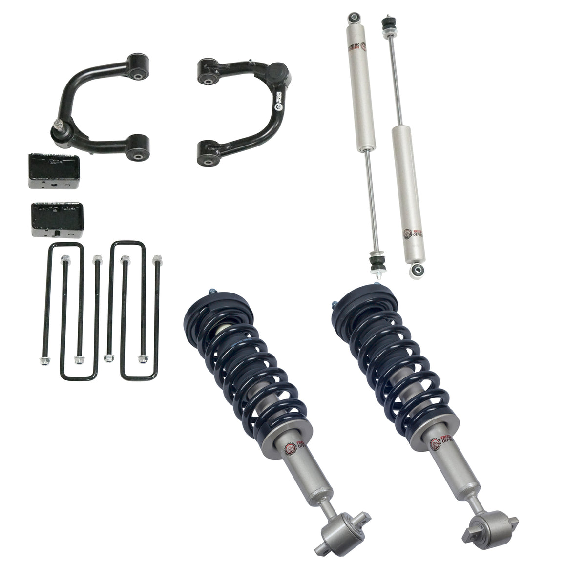 Freedom Off-Road 3 Inch Lift Kit Front Struts w/ Rear Blocks Shocks and Control Arms 14-20 Ford F-150