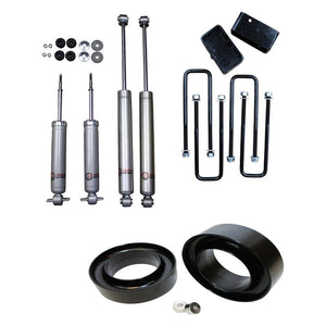 Freedom Off-Road 3 Inch Front 2 Inch Rear Blocks w/ U-Bolts Lift Leveling Kit with Shocks 99-06 Silverado/Sierra 1500 RWD