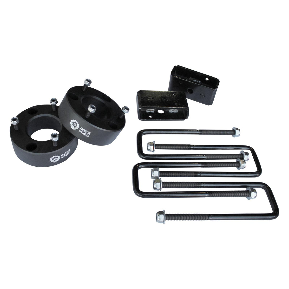 Freedom Off-Road 3 Inch Front Strut Spacer 2 Inch Rear Lift Blocks w/U Bolts 07-19 Silverado/Sierra 1500