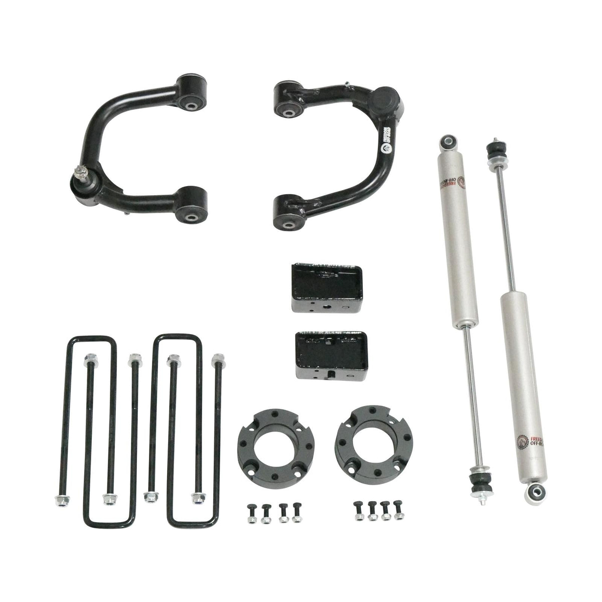 Freedom Off-Road 3 Inch Lift Kit Front Spacers w/ Rear Blocks, Shocks, and Control Arms 07-16 Chevrolet Silverado 1500/07-16 GMC Sierra 1500