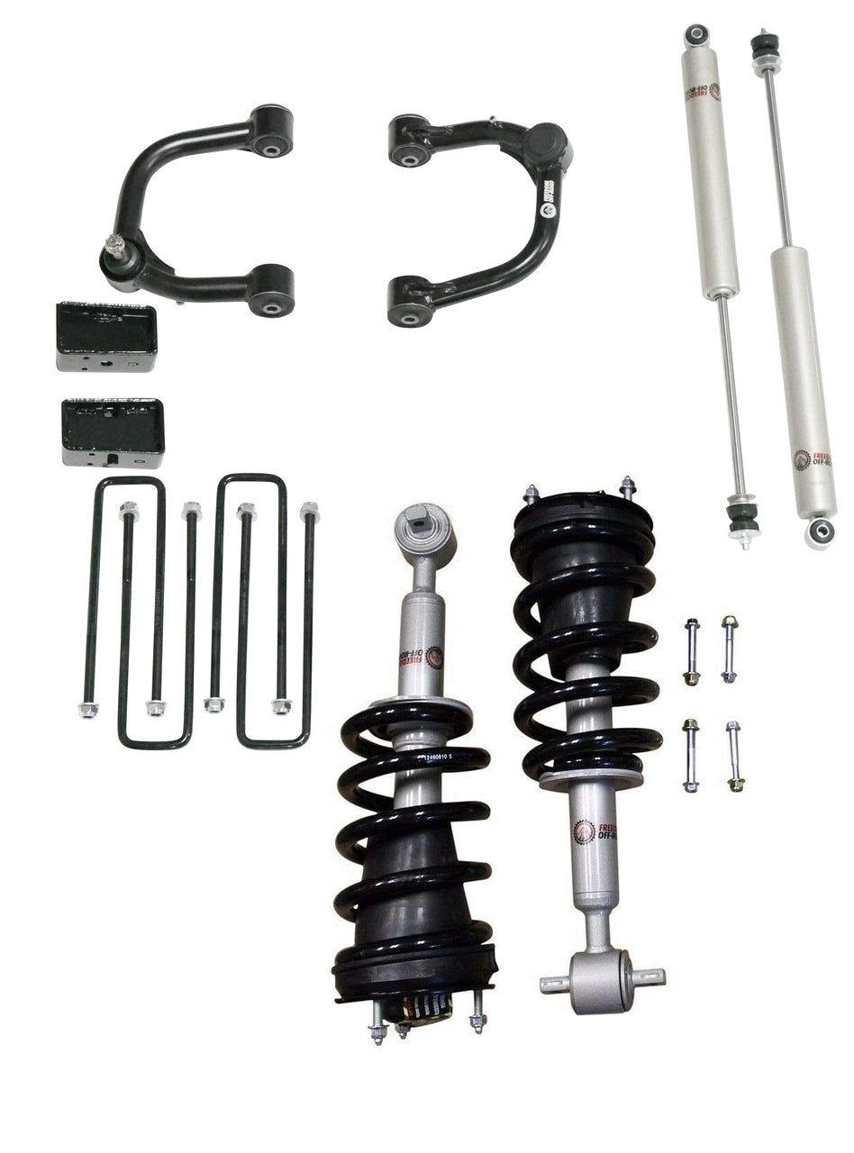 Freedom Off-Road 3 Inch Lift Kit Front Struts w/ Rear Blocks, Shocks, and Control Arms 07-16 Chevrolet Silverado 1500/07-16 GMC Sierra 1500