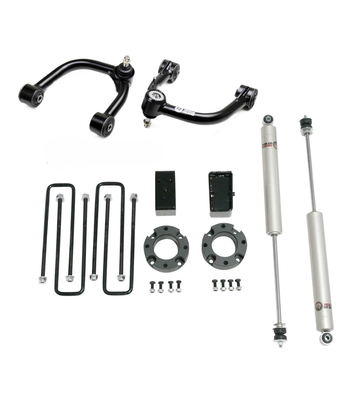 Freedom Off-Road 3 Inch Lift Kit Front Spacers w/ Rear Blocks, Shocks, and Control Arms 05-23 Toyota Tacoma