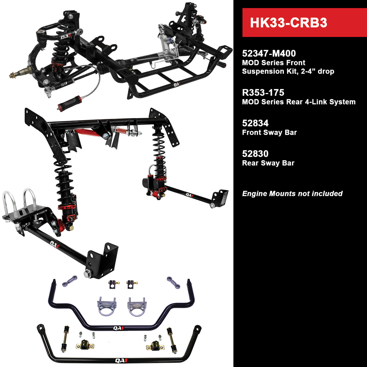 QA1 Suspension Kit | 1968-1970 Dodge Charger - Level 3, W/O Shocks