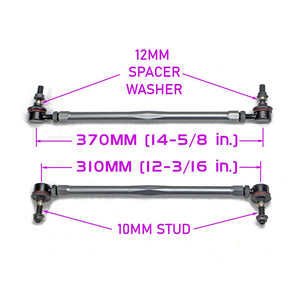 Universal Adjustable Sway Bar End Links 310mm-370mm, 10-12mm stud