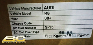 08-15 Audi R8 BC Racing Coilovers - BR Type