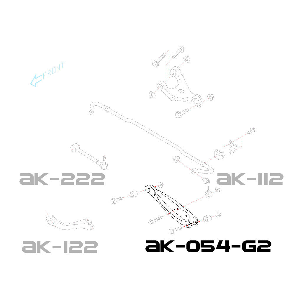 AK-054-G2-A-Subaru-WRX/STI-Adjustable-Rear-Lower-Control-Arms-Spherical-Bearing