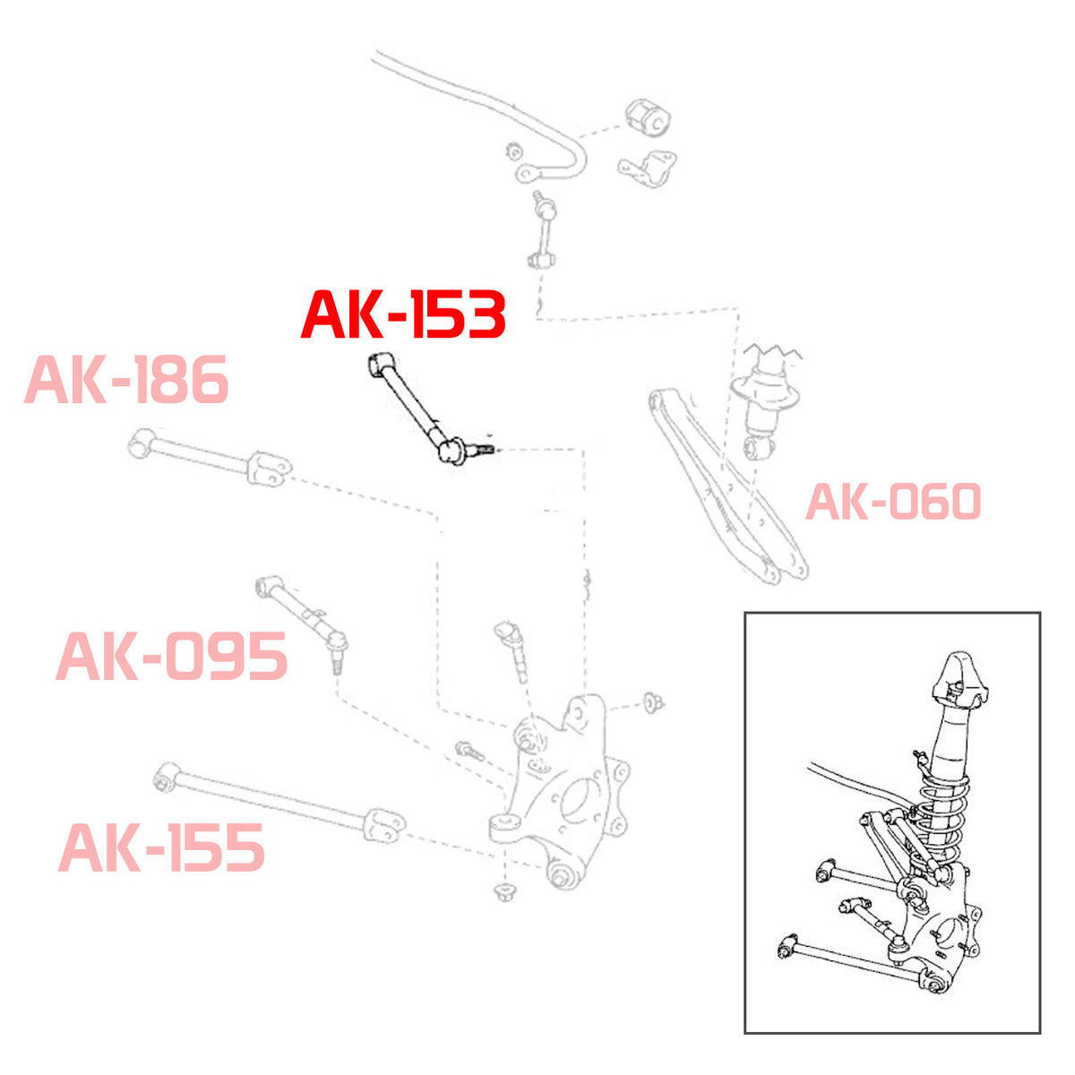 AK-153-B-Lexus-GS350/GS43/GS460-Adjustable-Rear-Forward-Arms-With-Spherical-Bearings