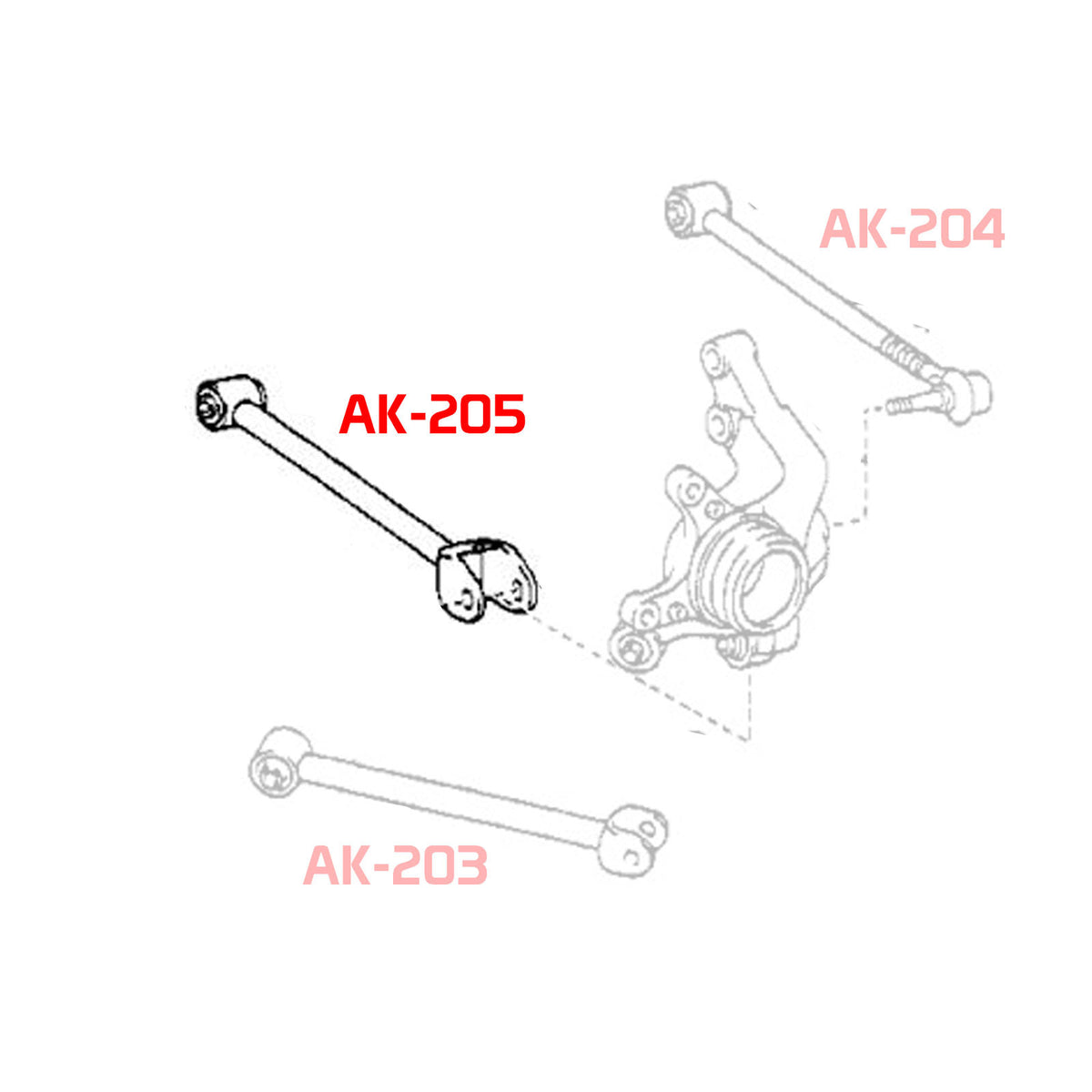 AK-205-Toyota-MR2-Spyder-Adjustable-Rear-Trailing-Arms-Spherical-Bearing