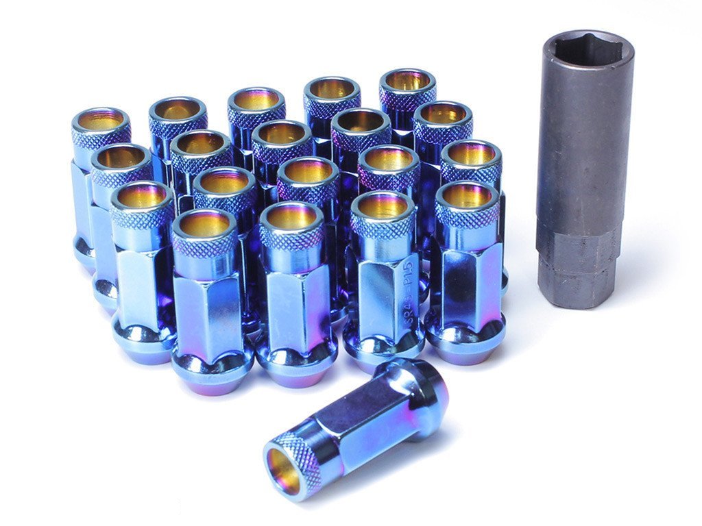 Muteki SR48 Extended Racing Lug Nuts 20pcs - Burning Blue Neon