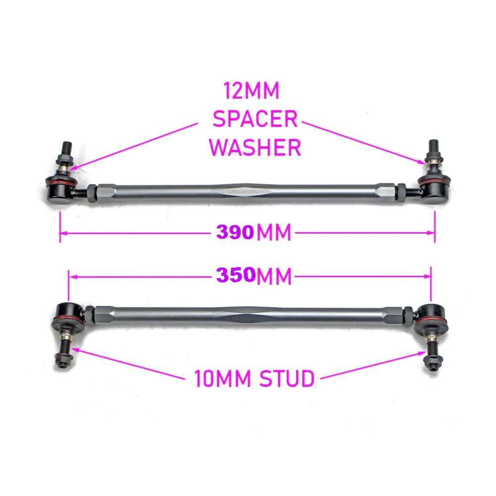 Universal Adjustable Sway Bar End Links 350mm-390mm, 10-12mm stud