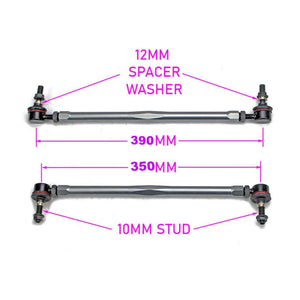 Universal Adjustable Sway Bar End Links 350mm-390mm, 10-12mm stud