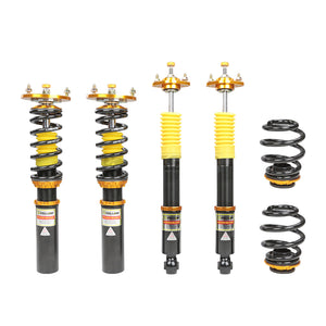 Yellow speed coilovers for the G37 Rear wheel drive.  Separate shock spring rear. 