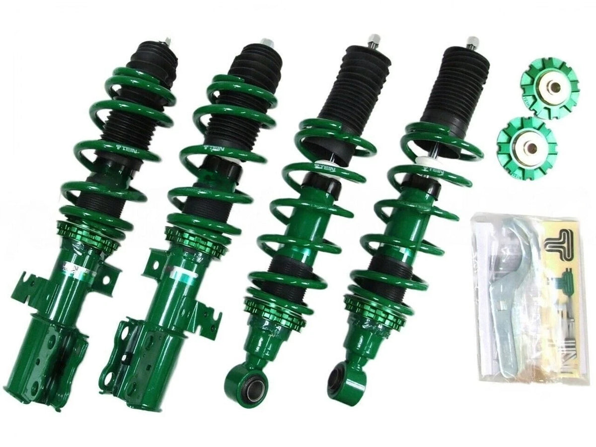 Tein street basis coilovers for the toyota corolla  green with height adjustable springs