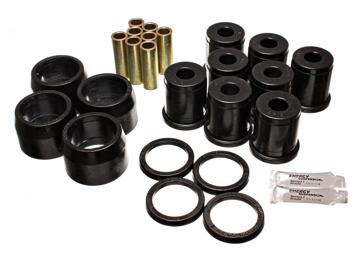 58-70 Chevrolet Bel Air/Biscayne/Caprice/Impala Rear Energy Suspension Black; w/2 Upper Control Arms; Incl. Thrust Washer Set; Performance Polyurethane Control Arm Bushing Set