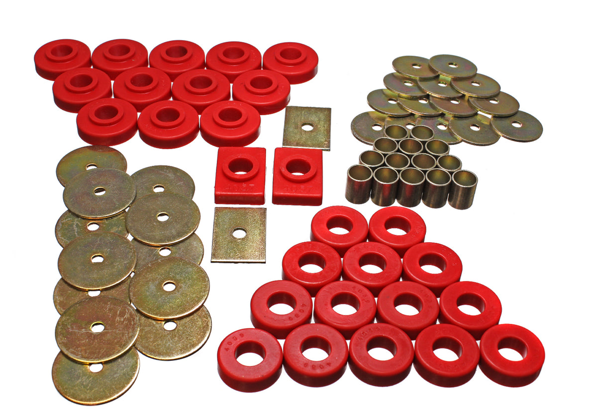 55-57 Chevrolet Bel Air Energy Suspension Red; Performance Polyurethane Body Mount Set