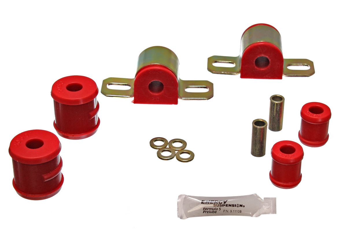 67-81 Chevrolet Camaro Rear Energy Suspension Red; 1 Bolt Clamp Style; Bar Dia. 0.75 in.; Performance Polyurethane Sway Bar Bushing Set