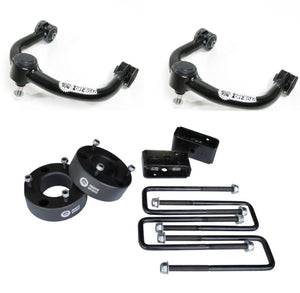 Freedom Off-Road 3 Inch Front Strut Spacer/2 Inch Rear Lift Blocks w/ U Bolts and Front Upper Control Arms 15-20 Ford F-150