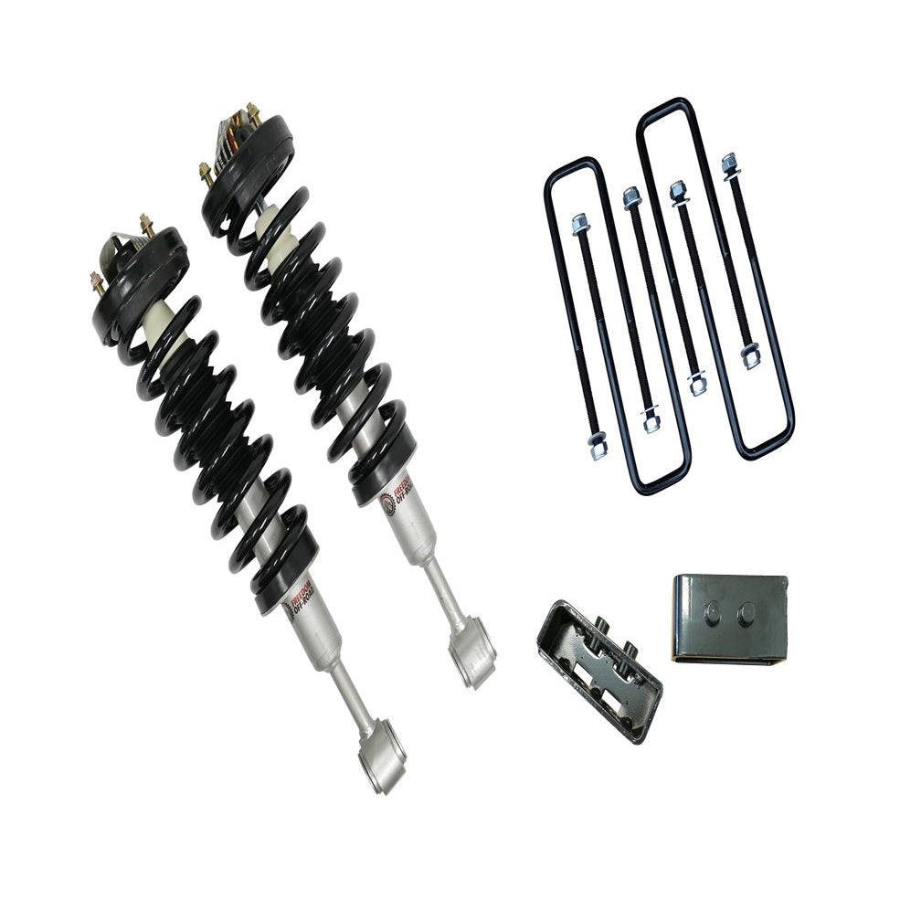 04-08 Ford F-150 Freedom Off-Road Front 3 Inch Lift Struts 2 Inch Rear Blocks with U Bolts