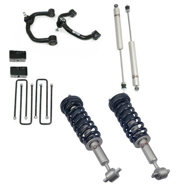 Freedom Off-Road Front 3.5 Inch Lift Struts w/ Rear 3 Inch Blocks, Shocks, and Front Upper Control Arms 2014-2020 Ford F-150