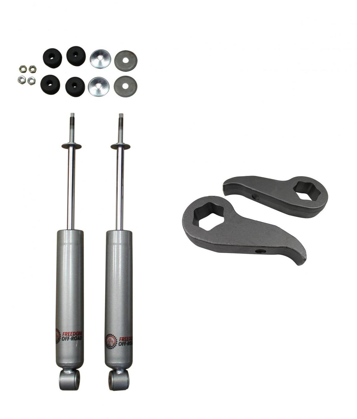 Freedom Off-Road 1 Inch-3 Inch Leveling Kit Torsion Keys and Front Shocks 11-19 Silverado/Sierra 2500 HD/3500 HD