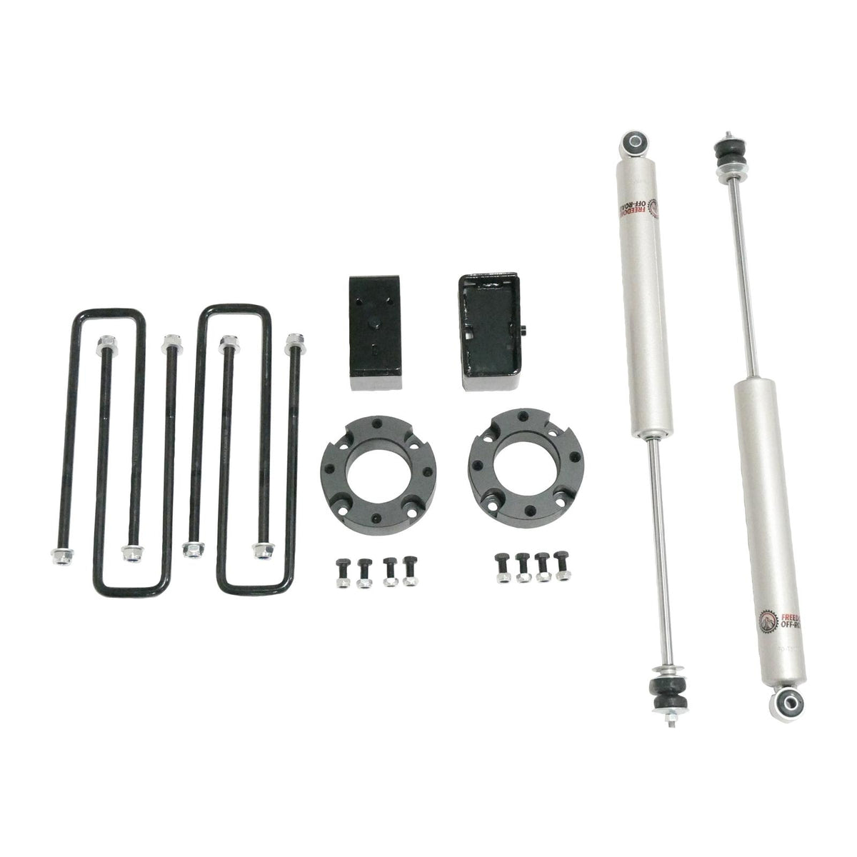 Freedom Off-Road 3 Inch Lift Kit Front Spacers w/ Rear Blocks and Shocks 07-18 Chevrolet Silverado 1500/07-18 GMC Sierra 1500