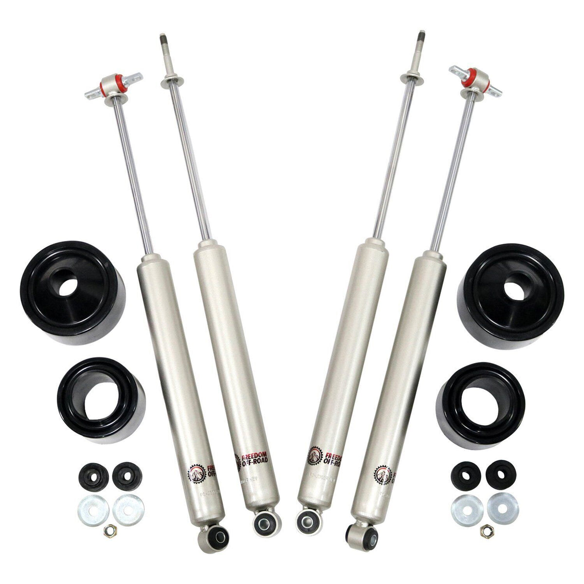 07-18 Jeep Wrangler JK Freedom Off-Road 2.5 Inch Front / 2.5 Inch Rear Lift Spacers with Shocks