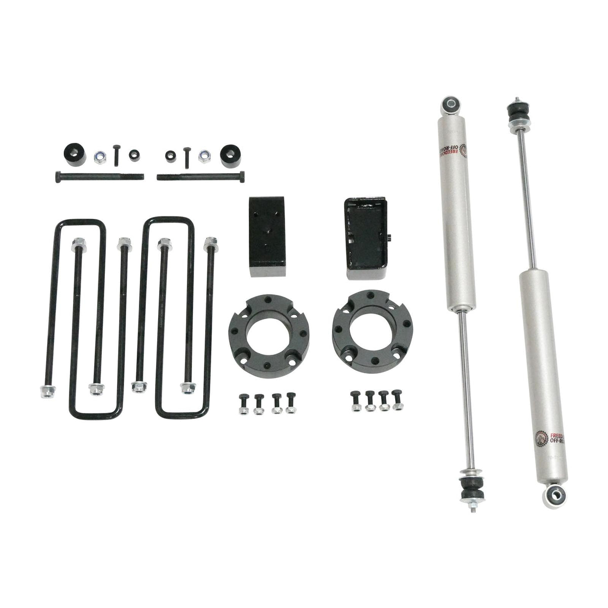 Freedom Off-Road 3 Inch Lift Kit Front Spacers w/ Rear Blocks, Shocks, and Differential Drop 05-23 Toyota Tacoma