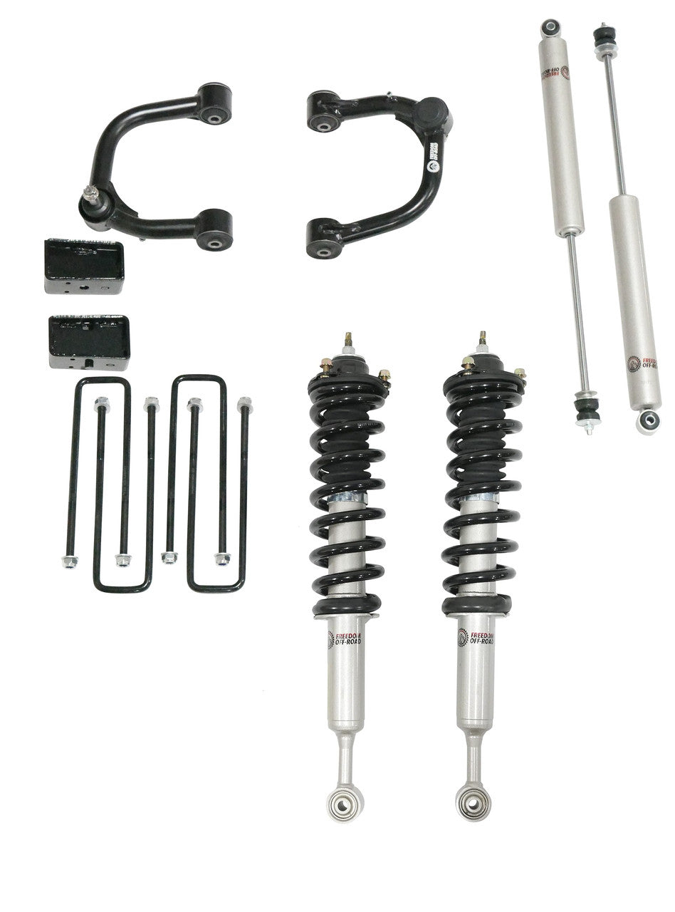 Freedom Off-Road 3 Inch Lift Kit Front Struts w/ Rear Blocks, Shocks, and Control Arms for 07-21 Tundra