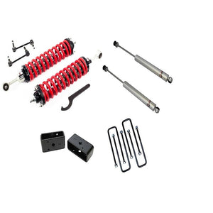 05-23 Toyota Tacoma Freedom Off-Road 2.5-5 Inch Adjustable Coilovers 3 Inch Rear Blocks with U Bolts and Shocks