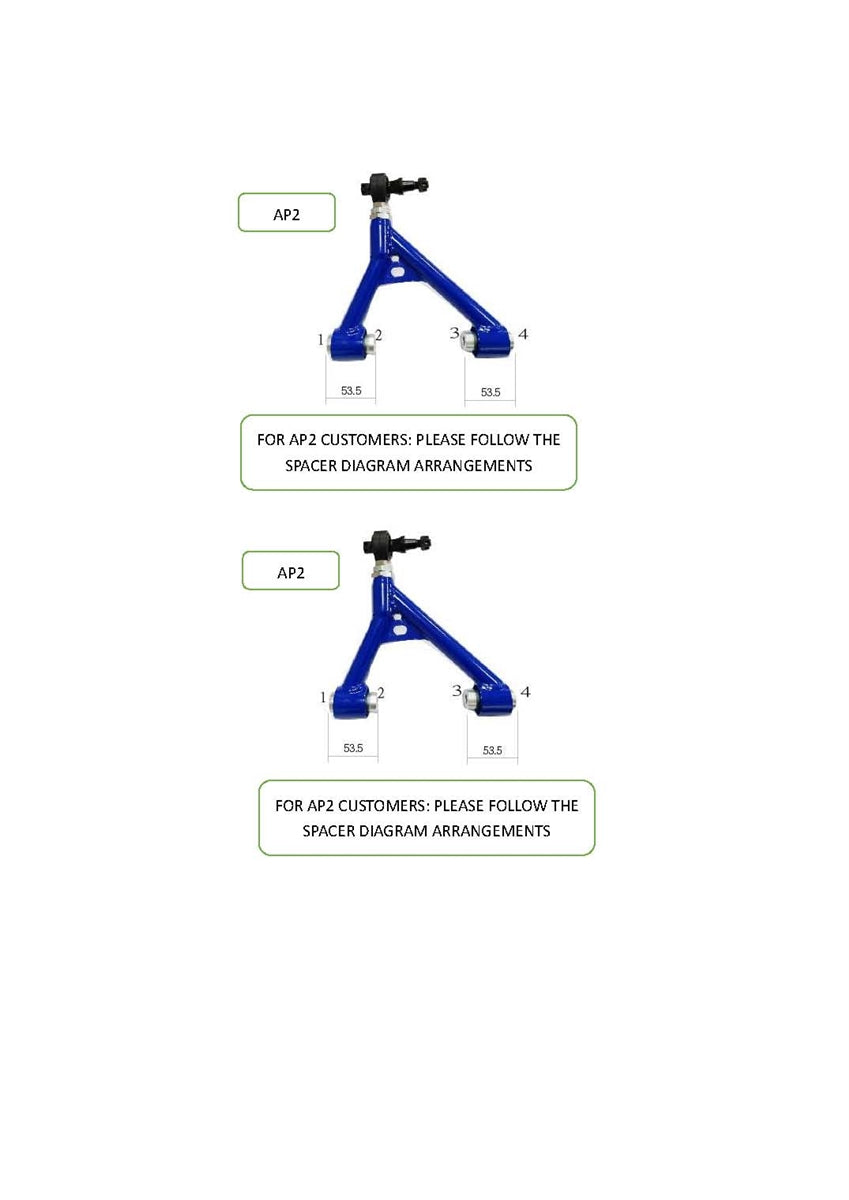 00-09 Honda S2000 Phase 2 Motortrend REAR UPPER CONTROL ARMS