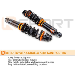 83-87 Toyota Corolla AE86 Ksport Coilovers- Kontrol Pro