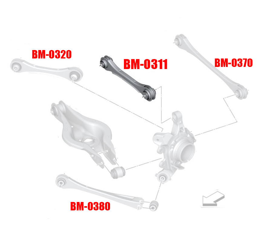 12-19 BMW 3 Series F30 Megan Racing Rear Toe Arms - coiloverdepot.com 12-19 BMW 3 Series F30 Megan Racing Rear Toe Arms - coiloverdepot.com