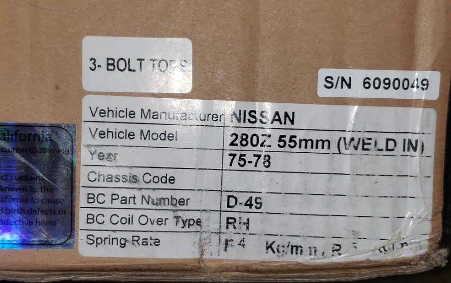 74.5-78 Nissan 260Z S30 BC Coilover - BR Type | D-49-BR