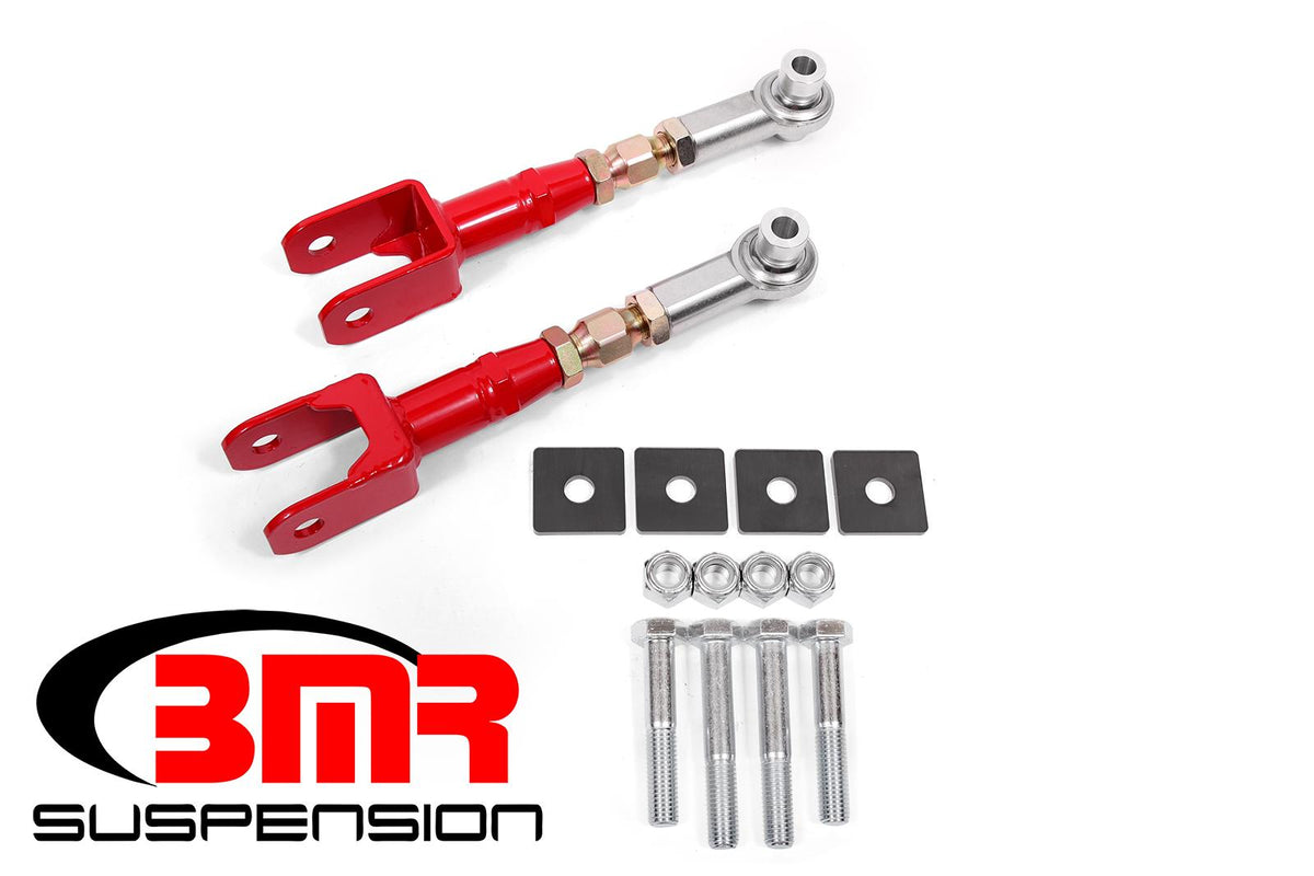 TR005R-Ford-Mustang--Rear-On-Car-Adj.-Rod-Ends-Toe-Rods-Red