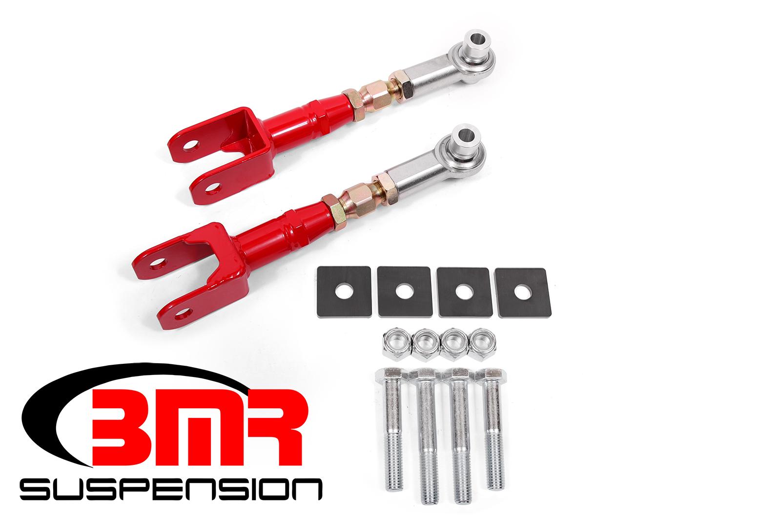 TR005R-Ford-Mustang--Rear-On-Car-Adj.-Rod-Ends-Toe-Rods-Red