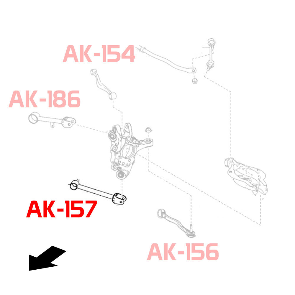 AK-157-B-Lexus-GS300H/GS350/GS450H/GS200T-Adjustable-Rear-Traction-Arms-(RWD)-With-Spherical-Bearings