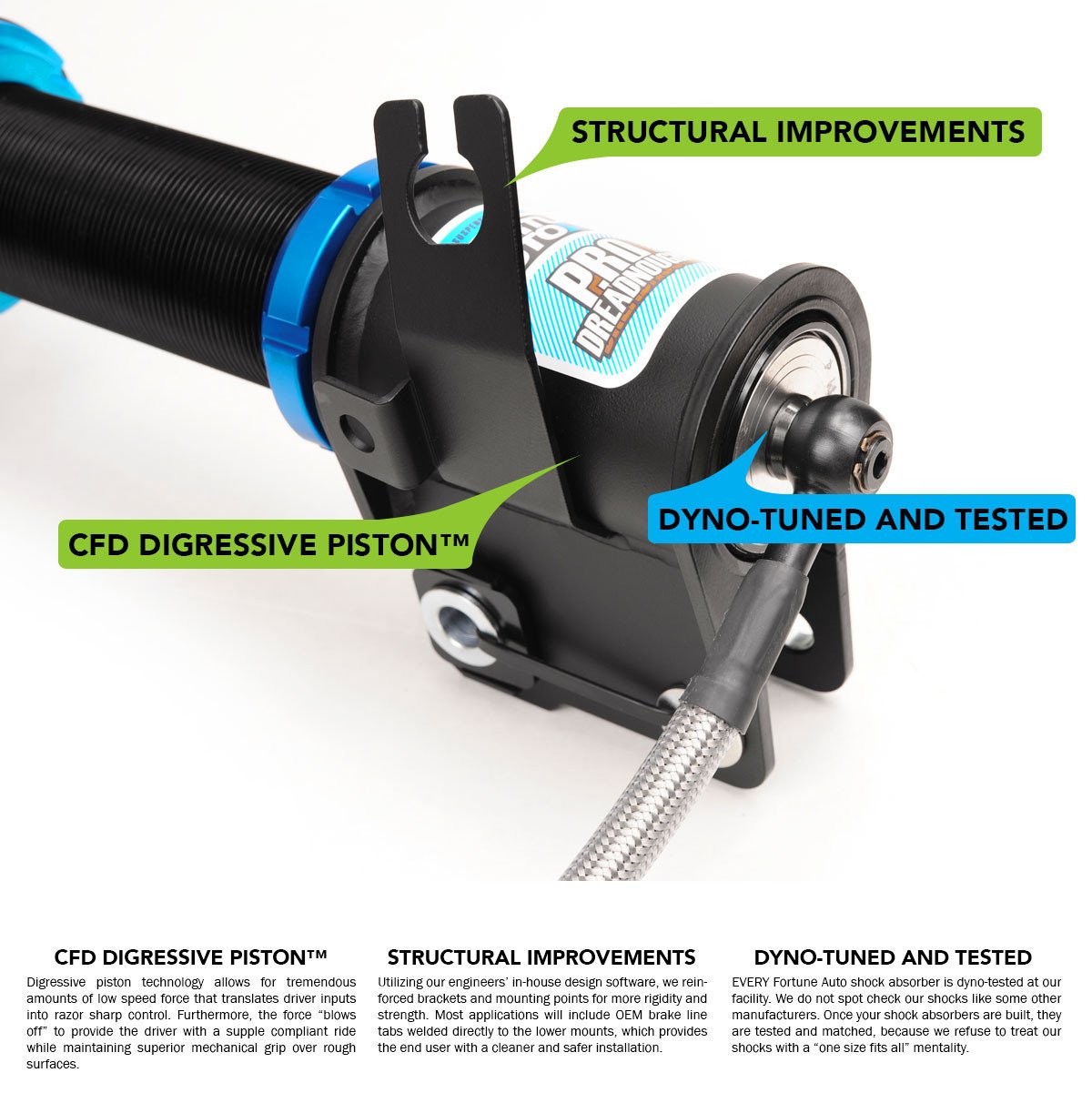 01-06 BMW M3 (E46) Fortune Auto - Dreadnought Pro 2-Way Coilovers