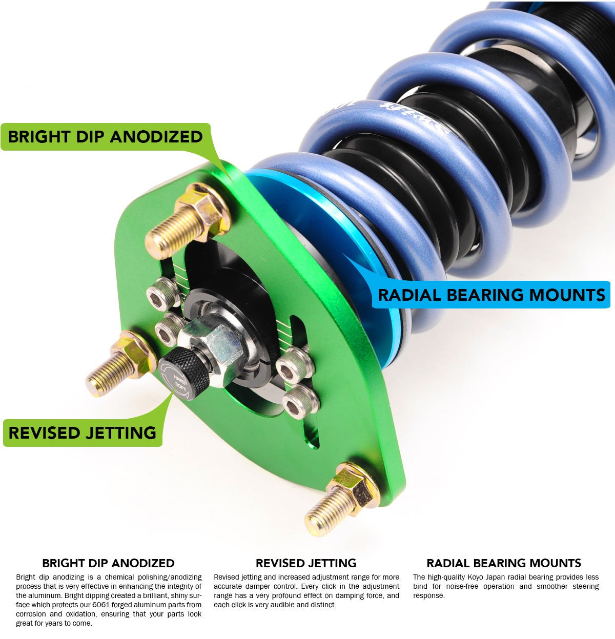 01-06 BMW M3 (E46) Fortune Auto - Dreadnought Pro 2-Way Coilovers